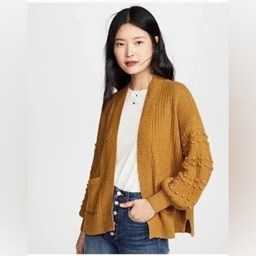 Madewell Bobble Cardigan Sweater in Golden Copper